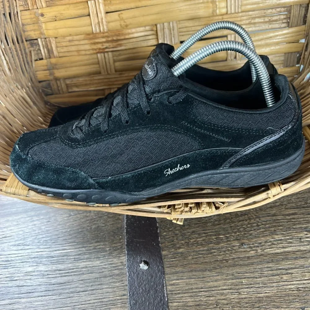 Skechers Leather Relaxed Fit Memory Foam Air Cooled‎ Black Women's Shoe Size 10